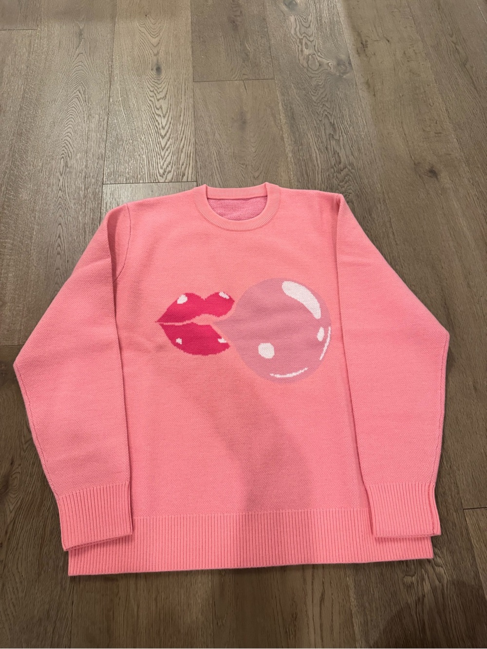 Pink Bubble Gum Graphic Crewneck Sweater